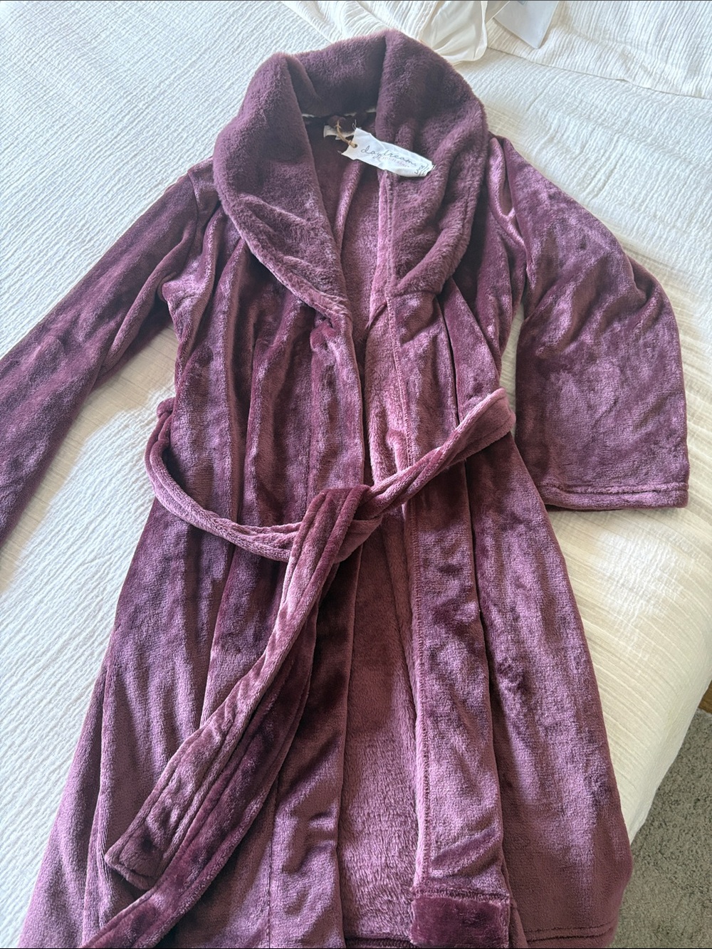 Daydreamer Plush Shawl Collar Robe in Plum